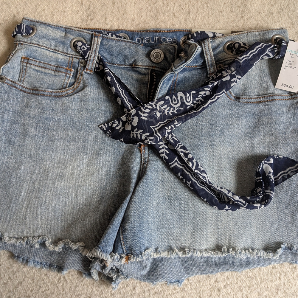 Maurices Denim Shorts with Navy Belt NWT